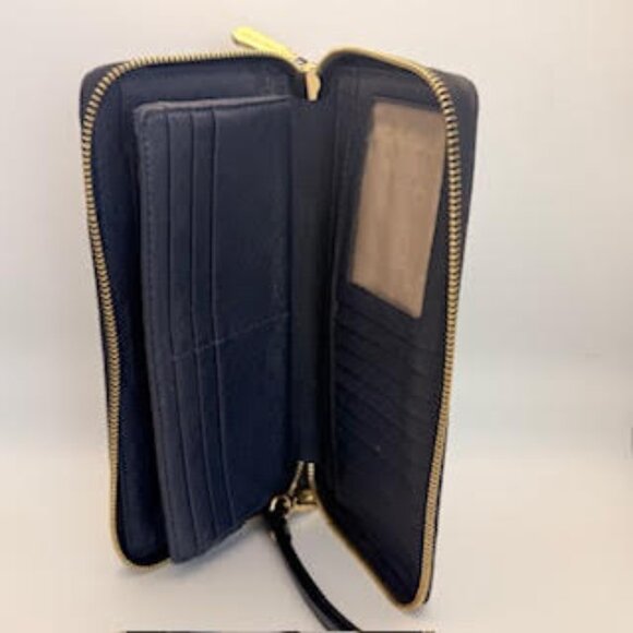 Michael Kors Jet Set Travel Navy Zip Wallet Wristlet - Picture 5 of 9